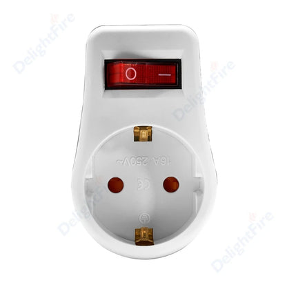 EU-Steckdose mit EIN/AUS-Schalter, 2-polig, 4,8 mm, europäischer Standard-Adapter, Erweiterungssteckdose, Stromverlängerungsstecker-Konverter.