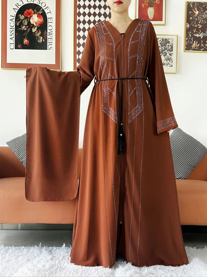 Laxury Design New Women Elegant Dress Chiffon Open Abaya Muslim Women Dress Islamic Clothing Cardigan Abaya Women Muslim Dress