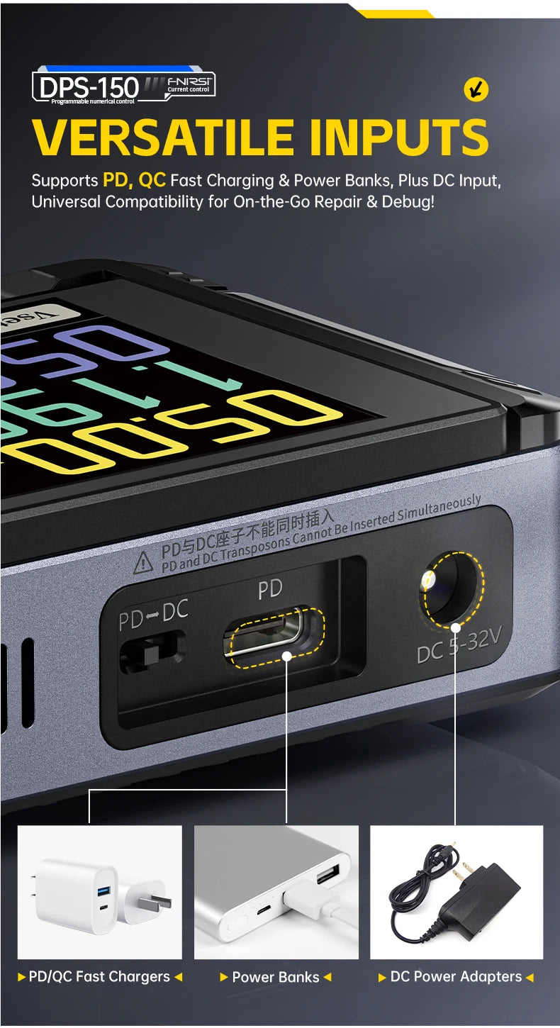 FNIRSI DPS-150 Laboratory DC Power Supply CNC Adjustable 30V 5A Digit Display Mini Portable Regulator Switching Power Supply.