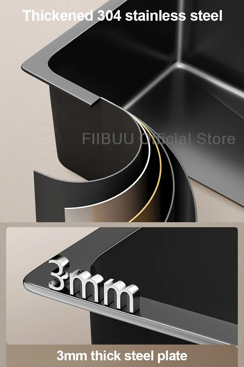 304 Stainless Steel Kitchen Sink Single Bowl Thickened Material Undermount Basin Vegatable Workstation With Drain Accessories