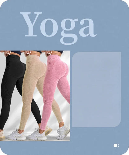 Women Seamless Gym High Waist Yoga Pants Hip Lifting Outdoor Sports Tight Waist Letter Sand Washed Pants Exercise Yoga Leggings.