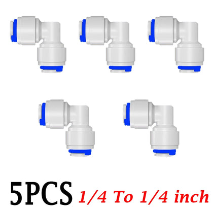 5PCS 3/8" Ball Valve Tees 1/4" OD Elbow Quick Connect Push In to Connect for RO Water Reverse Osmosis System Water Tube Fitting