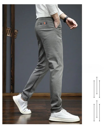 Autumn Winter New Men's Casual Pants Korean Fashion Stretch Straight Slim Fit Trousers High Quality Sweatpants Solid Color Male.