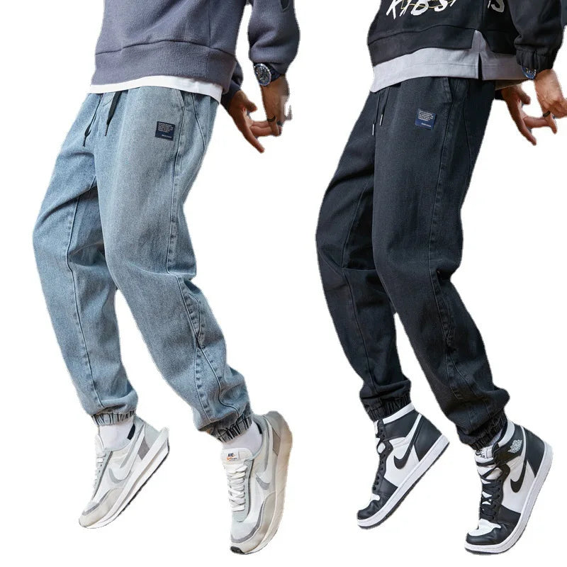Spring Summer Black Blue Cargo Jeans Men Streetwear Denim Jogger Pants Men Baggy Harem Jean Trousers Plus Size.