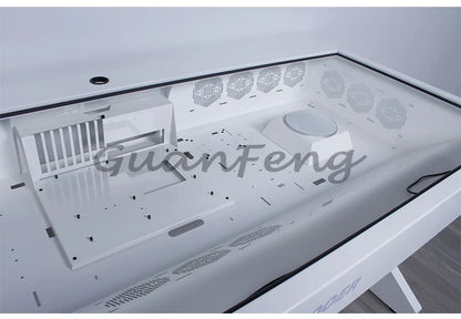 Computergehäuse für große Spieler, All-in-One-Tisch, hochwertiger Desktop, vollständig transparent, großes Gehäuse, cooler wassergekühlter Sci-Fi-Spieltisch