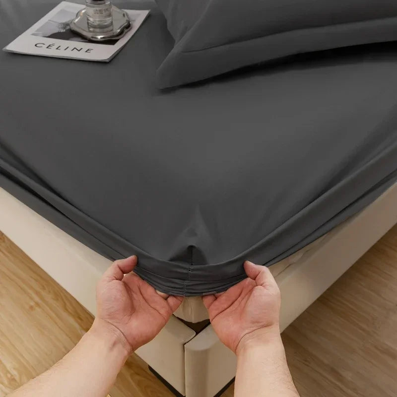 1PC waterproof soft skin frosting solid color bed cap dust cover Mattress cover sheet (pillow case and pillow core not included).