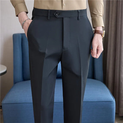 Men Suit Pants 2025 Elastic Slim Fit Formal Dress Pants Solid Casual White Trousers Pantalon Homme Wedding Party Men Clothing.
