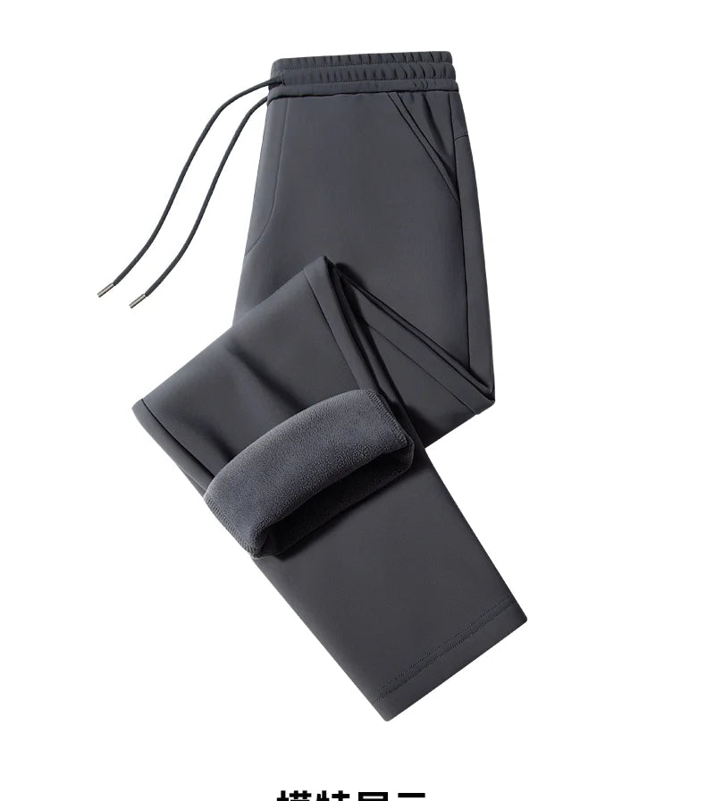 M-9XL Plus Velvet Trousers Men's Plus Size Autumn and Winter Thickened Casual Sports Pants Fat Mid-high Waist Solid Color Pants.