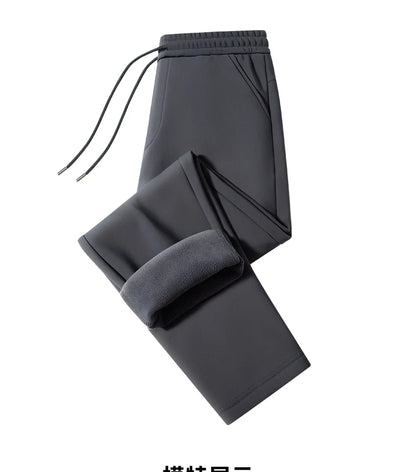 M-9XL Plus Velvet Trousers Men's Plus Size Autumn and Winter Thickened Casual Sports Pants Fat Mid-high Waist Solid Color Pants.