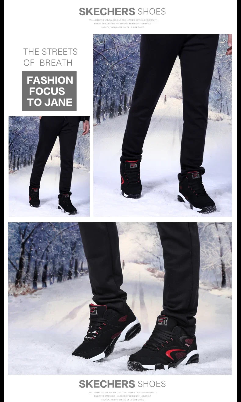 Winter Warm Couple Casual Sneakers Fashion Leather Outdoor Sport Running Tenis Men Non-slip Big Size 48 Trainer Men’s Snow Shoes.