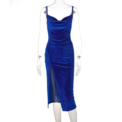 Frauen 2024 Herbst Winter Elegante Party Club Abend Samt Streetwear Bodycon Midi Kleid Großhandel Artikel Für Business