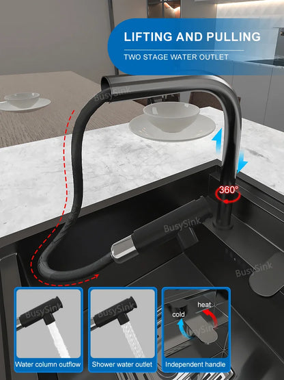 Hidden Cup Washer kitchen Sink Stainless Steel Small Bar Single Slot Washbasin Multifunctional With Cover Plate Dishwashing Pool