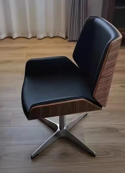 Verstellbarer Schreibtisch aus der Mitte des Jahrhunderts, Chefdrehstuhl, Heimbüro, Möbel, moderner Computer-Arbeitsstuhl, Bugholz-Ledersessel