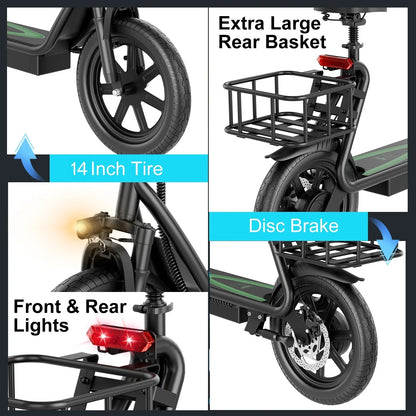 AOVOPRO EB1/EB1 PLUS 500W Electric Scooter 54.6V10.4Ah/22.5Ah Large Capacity Battery 45/100KM Long Range 35km/h 14Inch EScooter