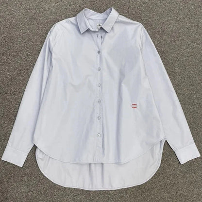 LUXURY Women's Vertical Striped Shirt, Short Front and Back, Short, Vertical Striped Shirt, Loose Long Sleeve, Commuter Style