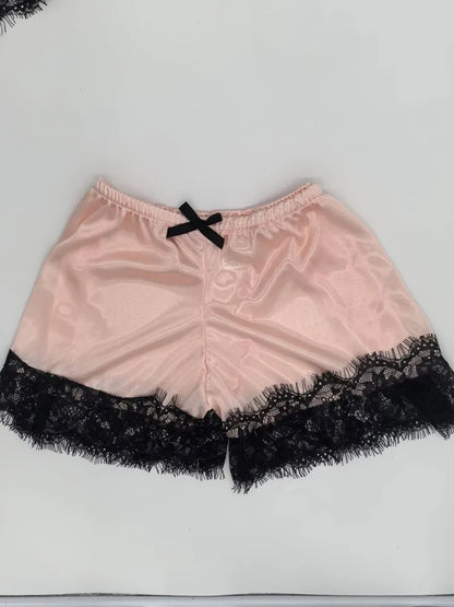 Sommer Spitze Seide Pyjama Set Frauen Nachtwäsche Sexy Dessous Leibchen Shorts Cami Top Bequeme Casual Pijamas.