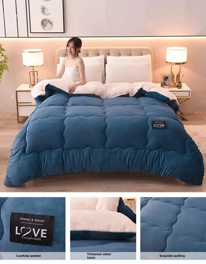 Lamb Velvet Winter Quilt Machine Washable Soft and Warm Blanket Spring and Autumn Quilt Super Warm Bedding Queen Comforter 겨울 이불
