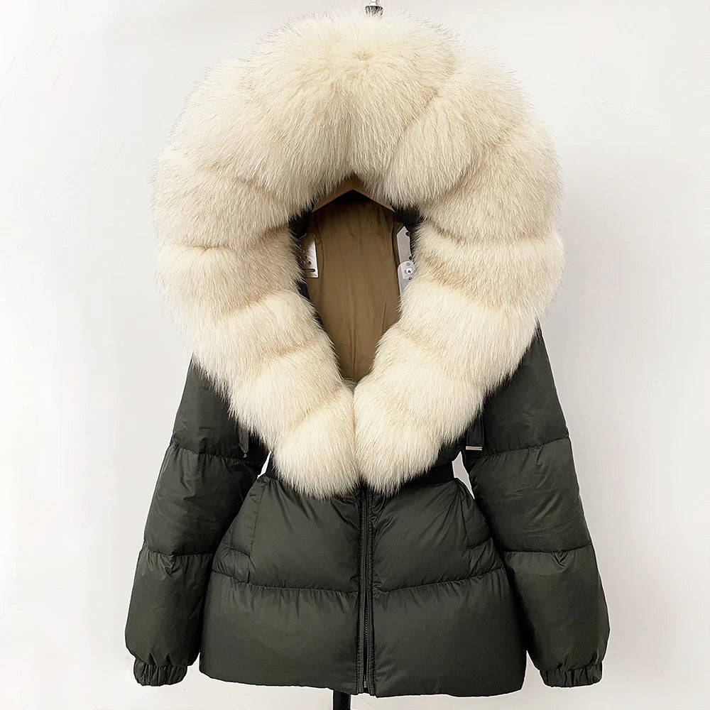 OFTBUY 2025 Winter Kleidung Puffer Jacke Frauen Echt Fox Pelz Mit Kapuze Dicke Warme 90% Weiße Ente Unten Mantel Weibliche Parkas wasserdicht