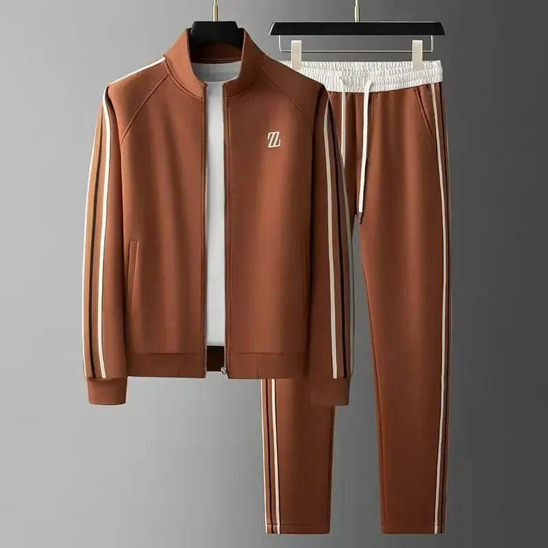 Men's autumn new style stand up collar casual sports suit, trendy and fashionable sports suit, loose long sleeved suit.