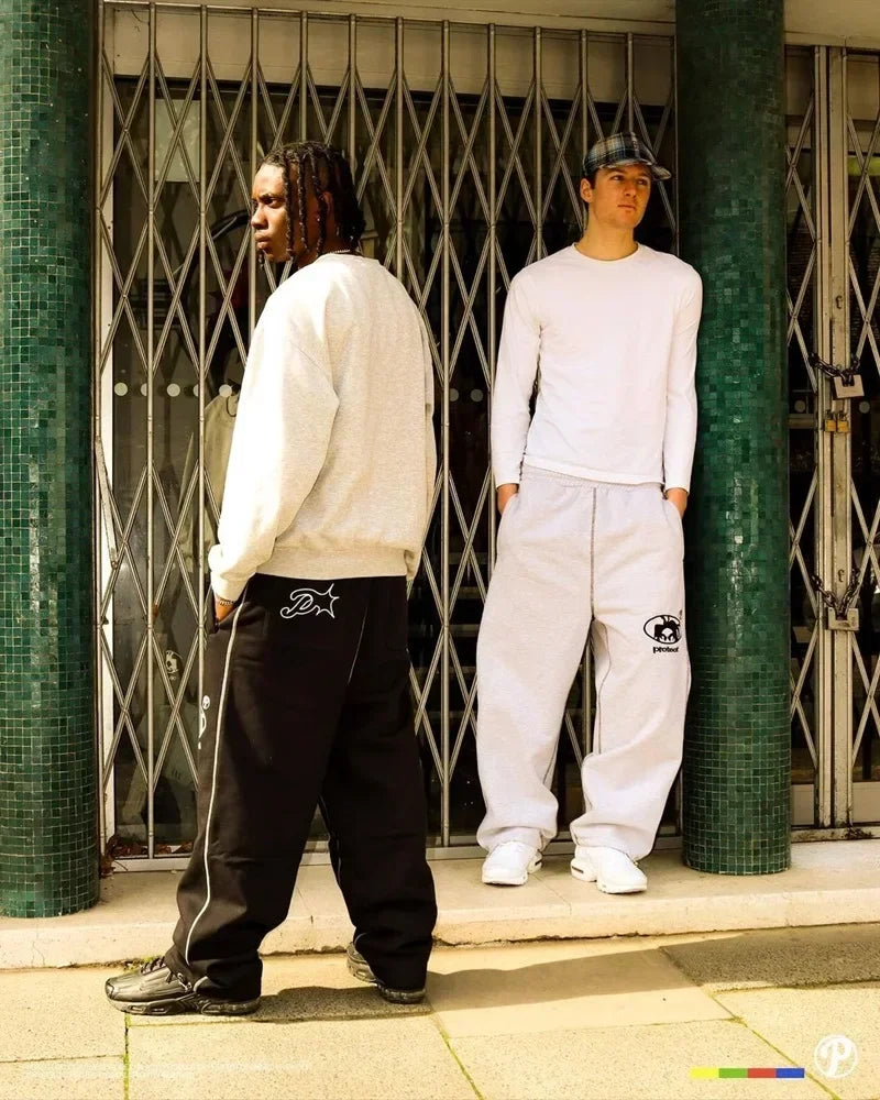 Streetwear PROTECT Mode Brief Stickerei Lose Jogginghose männer Und frauen Y2K Harajuku Hip-Hop Gothic Casual Joker Hosen