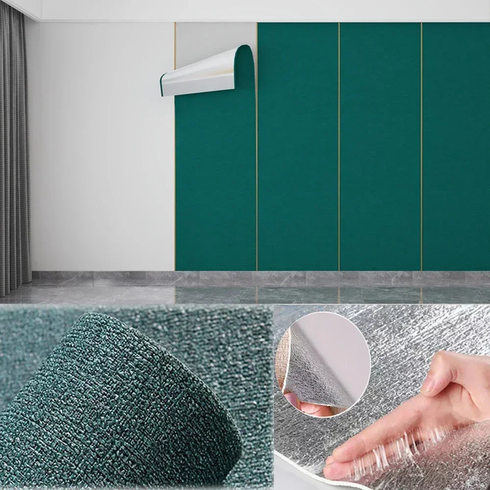 Selbstklebender 3D-Schaum-Wandaufkleber aus Leinen, feuchtigkeitsbeständig, PVC, einfarbig, Hintergrund, Wanddekoration, Tapete, Heimdekoration