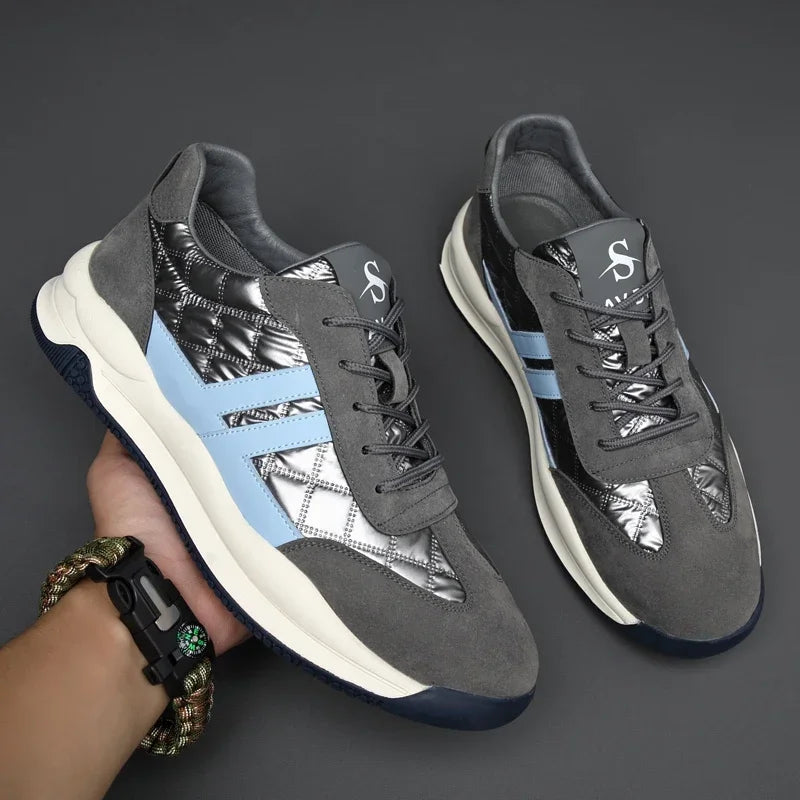 Genuine Leather Lift Sneakers Men Height Increase Insoles 6/8cm High Quality Elevator Shoes Comfortable Breathable Casual Sports.