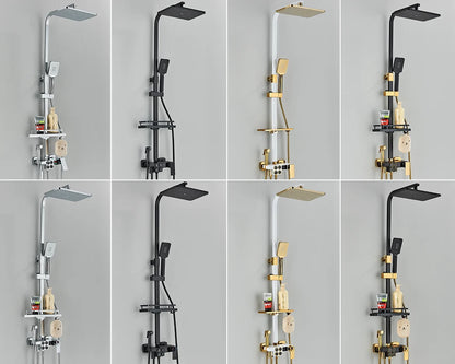 Black Thermostatic Shower Faucet Set For Bathroom Smart Display Hot Cold Water Mixer Tap Wall Mounted Rainfall System With Bidet