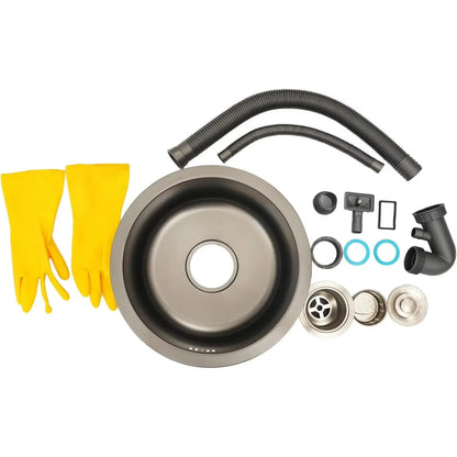 Rundes Waschbecken aus Edelstahl, moderner minimalistischer Stil, Küchen- und Badezimmerwaschbecken, Nano-Beschichtung, Einzelwaschbecken für Zuhause, Restaurants