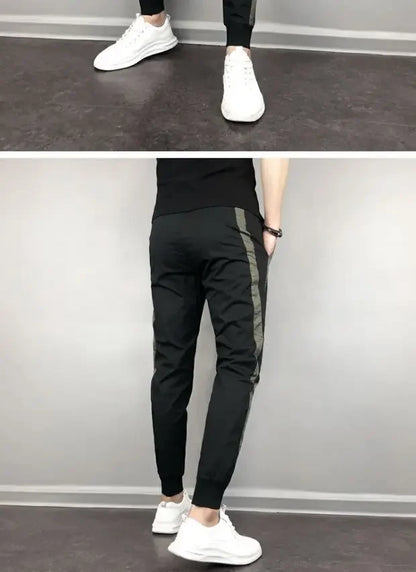 2023 Summer Men's Slim Fit Harajuku Style Lightweight Harem Pants Casual Trendy Korean Version Nine Point Length Mens Pants.