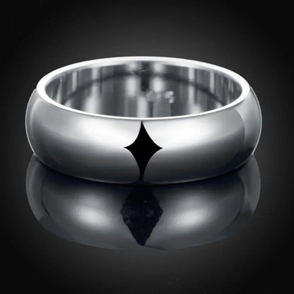 High Quality 925 Sterling Silver Ring Fashion Simple Smooth Round Ring Party Jewelry for Women Size 5 6 7 8 9 10 11.