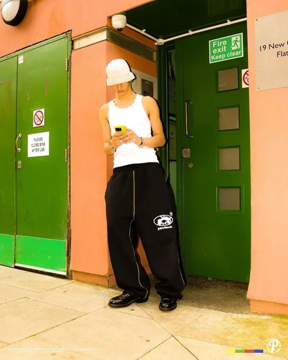 Streetwear PROTECT Mode Brief Stickerei Lose Jogginghose männer Und frauen Y2K Harajuku Hip-Hop Gothic Casual Joker Hosen