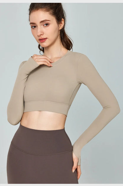 UNI Sports Top Women Long Sleeve Outdoor Running Gym Fitness Wear T-shirt Spring Yoga Shirt Gym Push Up Workout Top.