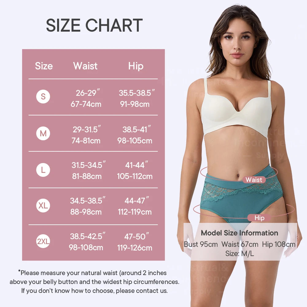 High Waist Period Panties for Women 4-Layer Leakproof Bamboo Fiber Menstrual Underwear Eco-Friendly for Sports Sleep Daily Use.