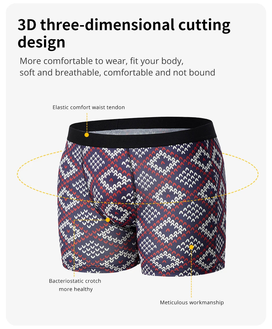 4/6Pcs Herrenmode Druck Lange Unterwäsche Jugendliche Für Erwachsene Multi-größe Bequeme Sport Boyshort Plus größe Fitness Shorts