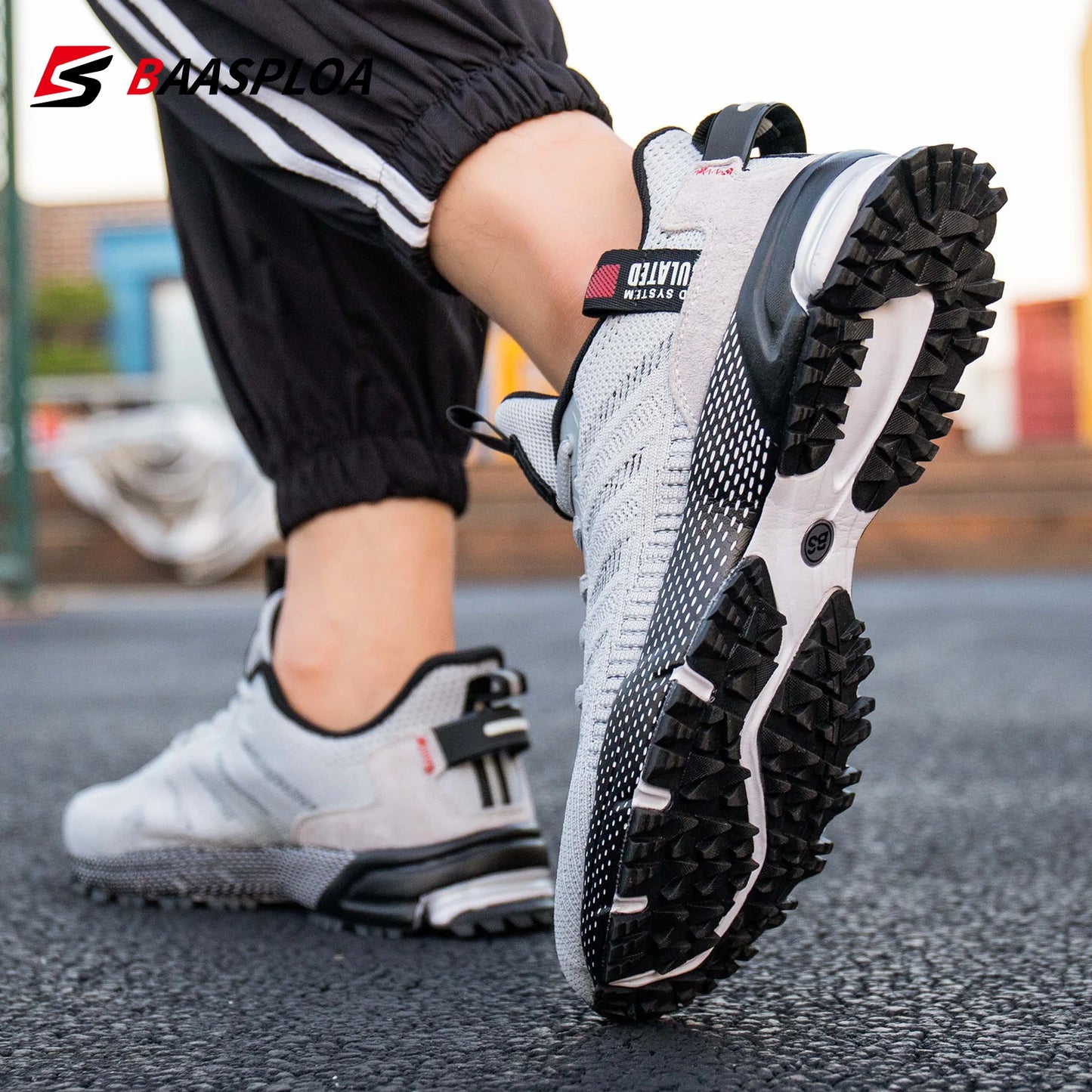 Men's Running Shoes Baasploa Male Sneakers Shoes Breathable Mesh Outdoor Grass Walking Gym Shoes For Men Plus Size 41-50.