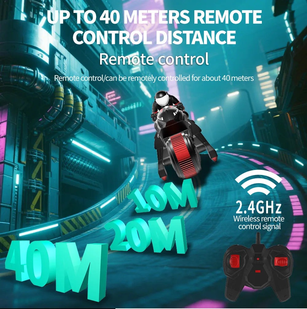 New Stunt Motorcycle 360 ° Rotation Remote Control Car High-Speed Drift Rc Racing Boy Toy Car Model Christmas Halloween Gift.