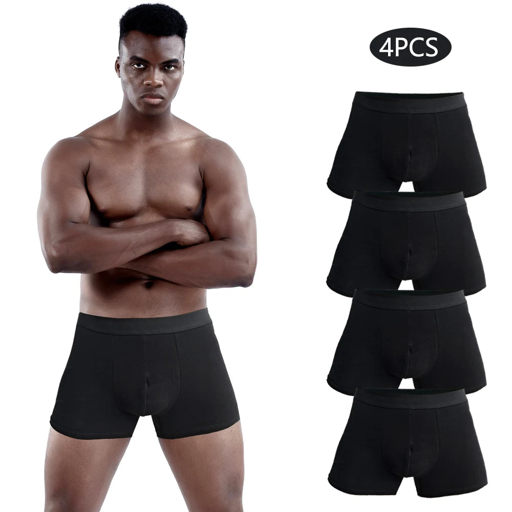 4 stücke schwarz Herren Unterwäsche Männer boxershorts Baumwolle Unterwäsche für mann Boxer Sexy Männliche Unterhose Schlüpfer der Männer marke