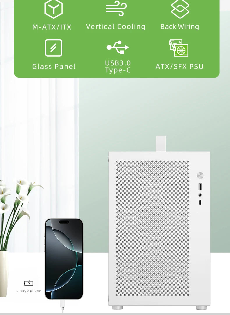 METALFISH S5 PRO 20L Computer Case Gaming PC Chassis Support MATX/ITX SFX/ATX PSU 160mm Tower /180 WaterCooling Cooler.