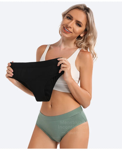 Menstrual Panties Bamboo Fiber Reusable Breathable 4-Layer Leakproof Protection Period Underwear Fast Absorbent