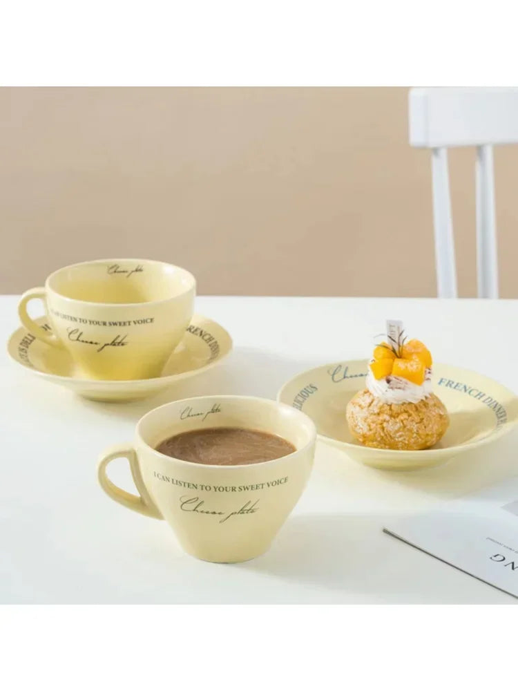 Ceramic Cup and Saucer Coffee Cup Set Milk Mug Dessert Plate Teaware Afternoon Tea Cup Drinkware Drinking Utensil Birthday Gift.