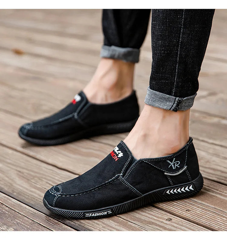 Denim Men's Canvas Shoes Slip on Sneakers Male for Summer 2025 New Outdoor Driving Moccasin Trendy Vintage Loafers Shoes for Men