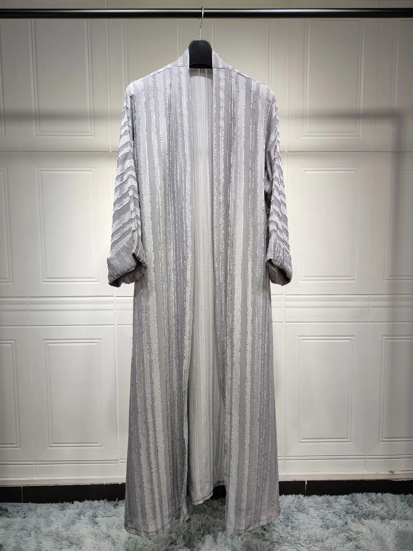 2024 New Fashion Muslim Kimono Abaya Solid Striped Retro Ethnic Cardigan Robe Dubai Middle Eastern Saudi Arabia Eid Clothes
