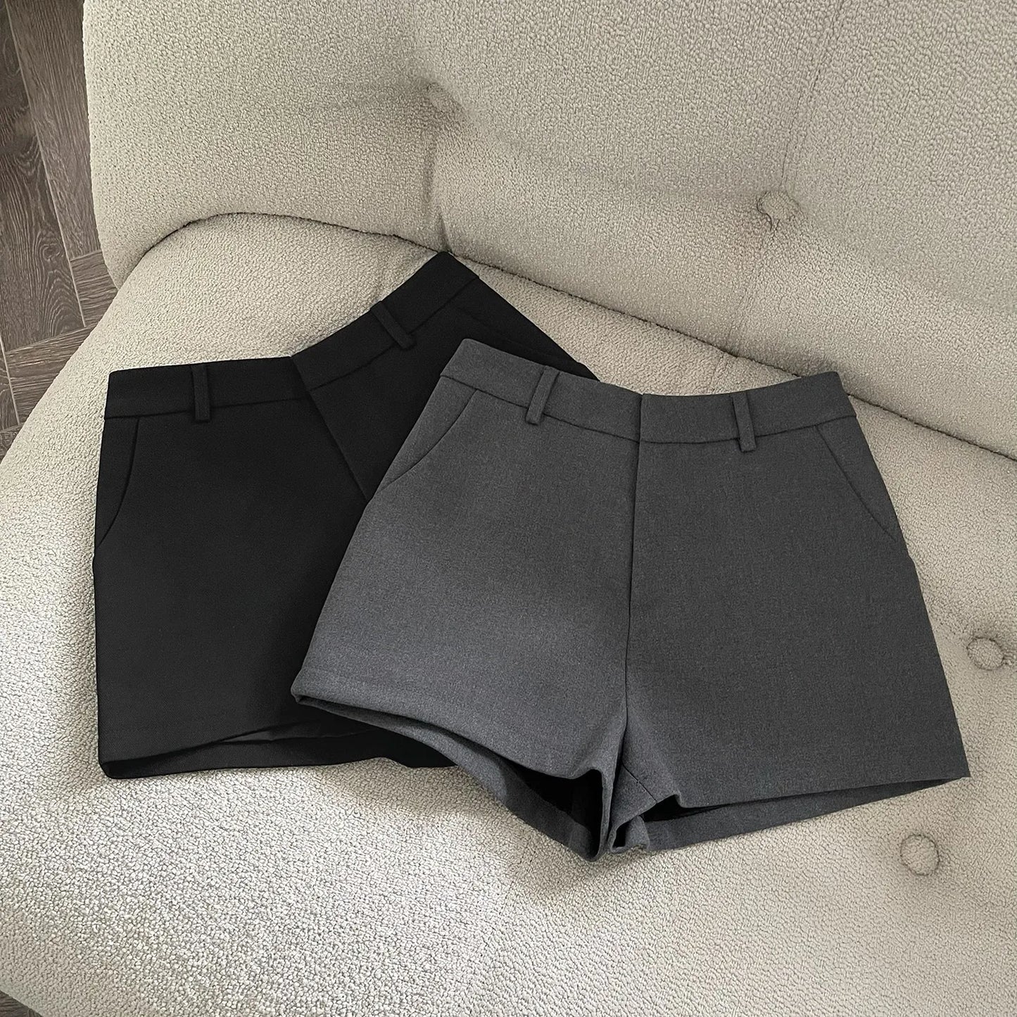 Elegant Solid A-Line Wide Leg Shorts Fashion Women 2025 New Summer High Waist Korean Pants Casual Office Lady Commute Outfits.
