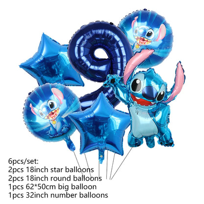 Disney Stich Geburtstag Dekorationen Einweg Geschirr Teller Serviette Stroh Tischdecke Folie Ballon Party Liefert Kinder Geschenke.