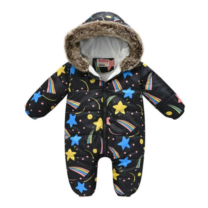 Plus Dicke Samt Bodys Kleidung Winter Baby Wasserdicht Mit Kapuze Einteiliges Mädchen Jungen Overalls Ski Anzug Infant Dicke Warme strampler
