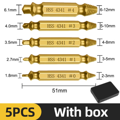 TOOLEYE Beschädigte Schraube Extractor Set Zentrum Bohrer Set Holzbearbeitung Werkzeuge Gebrochene Bolzen Extractor Schrauben Schrauben Entferner Extractor