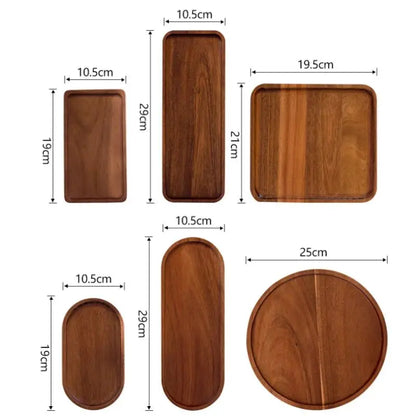 Solid Wooden Tray Rectangular Plate Fruit Snacks Food Storage Trays Hotel Home Oval Serving Tray Decorate Supplies.