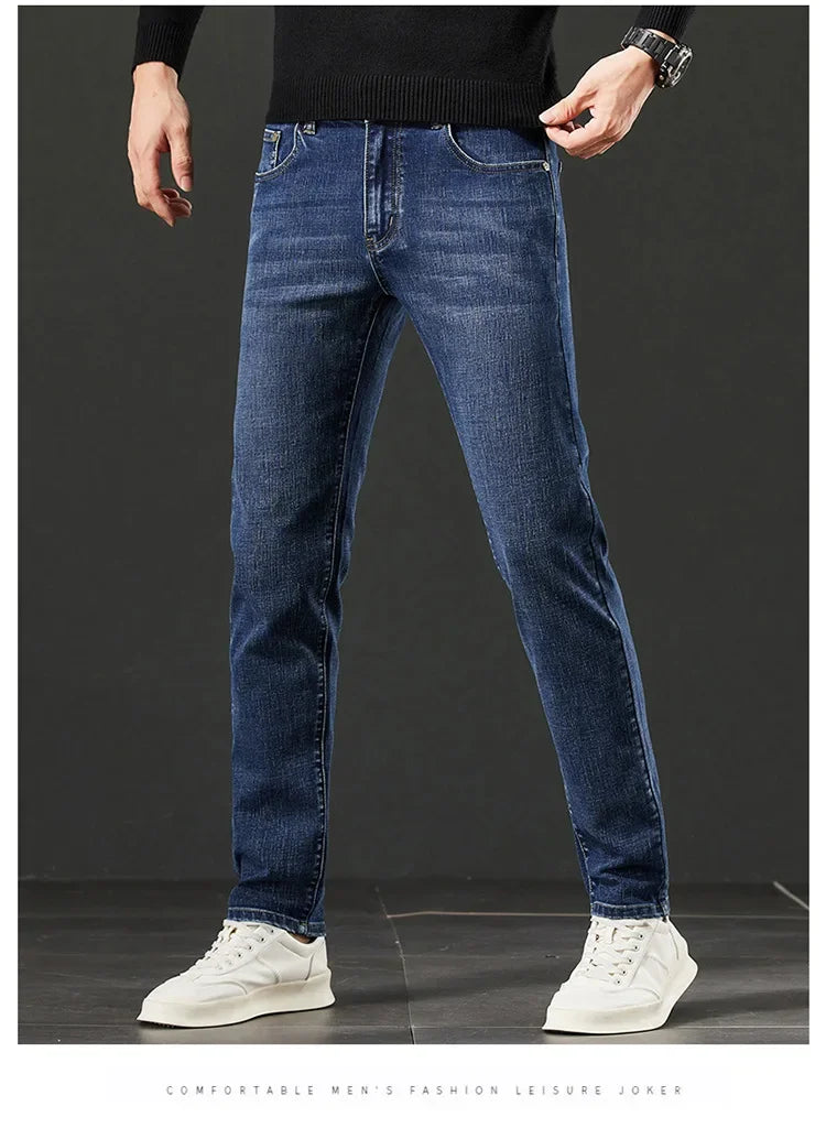 Lee Dex Jeans Men's Autumn/winter New Loose-fit Straight-leg Versatile Mid-age Men's Wear Business Casual Long Pants.