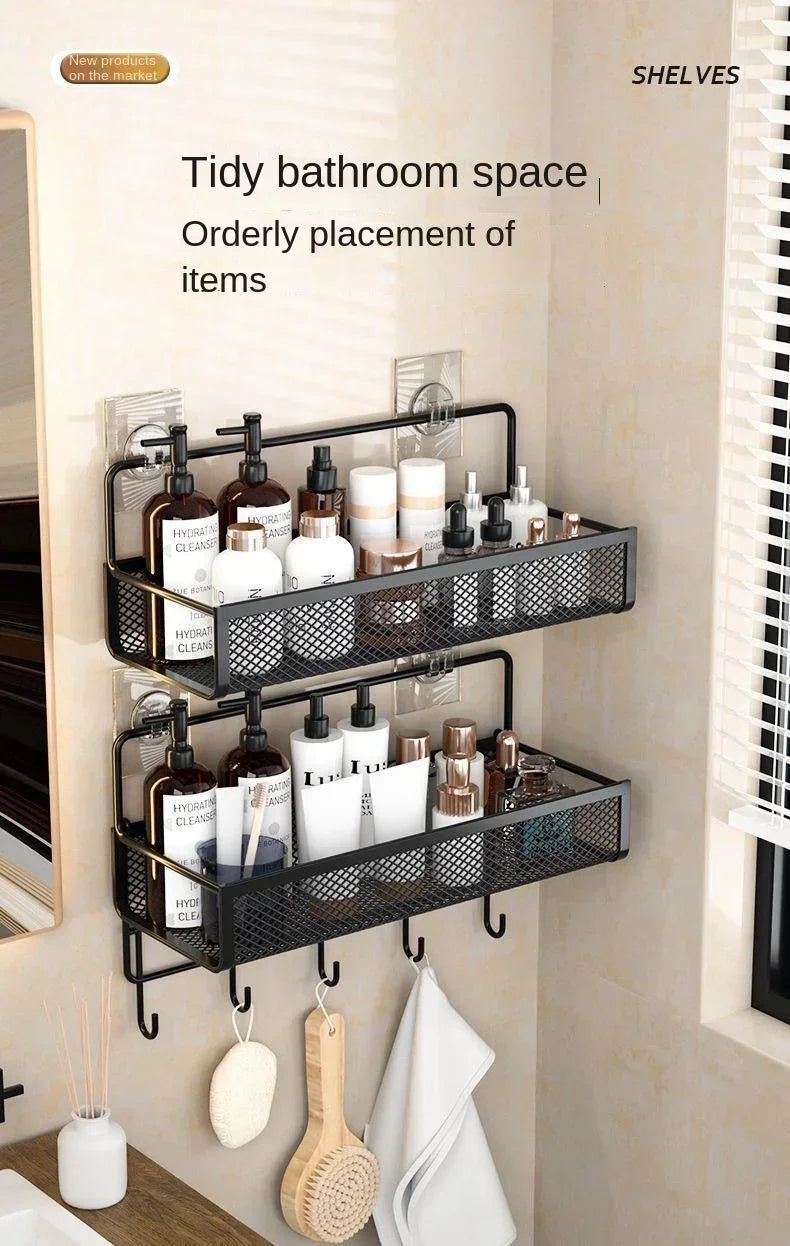 Hängender Aufbewahrungsorganisator, ohne Bohren, tragbar, feuchtigkeitsbeständig, für Küche, Badezimmer, Gewürze, Küche, Badezimmer, Aufbewahrungslösungen