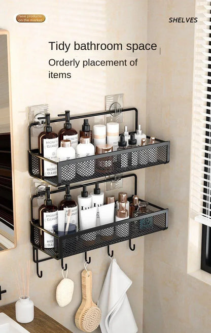 Hängender Aufbewahrungsorganisator, ohne Bohren, tragbar, feuchtigkeitsbeständig, für Küche, Badezimmer, Gewürze, Küche, Badezimmer, Aufbewahrungslösungen